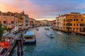 View of Grand Canal from Bridge Ponte dell`Accademia on sunset. Venice. Italy Royalty Free Stock Photo