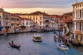 View of Grand Canal from Bridge Ponte dell`Accademia on sunset. Venice. Italy Royalty Free Stock Photo