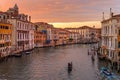 View of Grand Canal from Bridge Ponte dell`Accademia on sunset. Venice. Italy Royalty Free Stock Photo