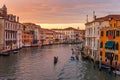 View of Grand Canal from Bridge Ponte dell`Accademia on sunset. Venice. Italy Royalty Free Stock Photo