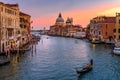 View of Grand Canal from Bridge Ponte dell`Accademia on sunset. Venice. Italy Royalty Free Stock Photo