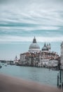 View of Grand Canal and the church of Santa Maria Della Salute from Rialto Bridge in Venice Royalty Free Stock Photo