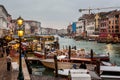 View of the Grand Canal at night from the Rialto Bridge in Venice, Italy Royalty Free Stock Photo