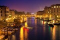 View on Grand Canal from Rialto bridge at dusk, Venice, Italy Royalty Free Stock Photo