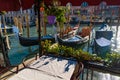 View of the Grand Canal, Rialto Bridge, and gondolas from outdoor restaurant seats, Venice