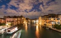 View of the Grand Canal with Vaporetto stop Venice at evening, Italy