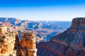 View of grand canyon and mountain peaks Royalty Free Stock Photo