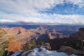 View of the Grand Canyon from the South Rim Trail in winter. Royalty Free Stock Photo