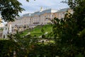 View of the Grand Palace in the Peterhof palace and gardens. Petergof, Saint Petersburg, Russia