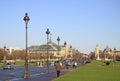 View at Grand Palais des Champs-Elysees and Pont Alexandre lll in Paris, France