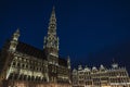 View of the Grand Place at night in Brussels, Belgium Royalty Free Stock Photo