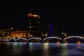 View of the Grand Rapids skyline from the river at night - Michigan Royalty Free Stock Photo