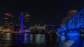 View of the Grand Rapids skyline from the river at night - Michigan Royalty Free Stock Photo