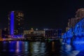 View of the Grand Rapids skyline from the river at night - Michigan Royalty Free Stock Photo