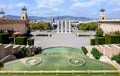 Mount Montjuic. View of Barcelona from the upper steps of the grand staircase of the National Palace. From the observation deck Royalty Free Stock Photo