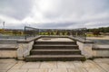 View from the grandstand across the Zeppelin Field and the Great Street. Hitler's lectern Royalty Free Stock Photo