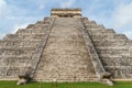 View from the grass up the main steps of El Castillo (Temple of Kukulkan) in Chichen Itza