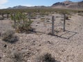 View of Graves in Bullfrog Rhyolite Cemetery, Nevada Desert Royalty Free Stock Photo