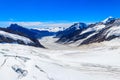 View of Great Aletsch Glacier, largest glacier in the Alps and UNESCO heritage, in Canton of Valais, Switzerland Royalty Free Stock Photo