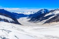 View of Great Aletsch Glacier, largest glacier in the Alps and UNESCO heritage, in Canton of Valais, Switzerland Royalty Free Stock Photo