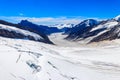 View of Great Aletsch Glacier, largest glacier in the Alps and UNESCO heritage, in Canton of Valais, Switzerland Royalty Free Stock Photo
