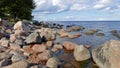 View on the great erratic boulders and stone fields on the coast near Kasmu on the Baltic sea in Estonia. KÃÂ¤smu is located on Royalty Free Stock Photo