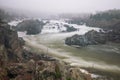 View of the Great Falls of the Potomac River on a foggy spring morning.Virginia.USA Royalty Free Stock Photo