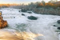 View of the Great Falls of the Potomac River at a foggy winter sunrise Royalty Free Stock Photo