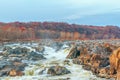 View of Great Falls of the Potomac River from Olmsted Island in autumn.Maryland.USA Royalty Free Stock Photo