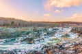 View of Great Falls of the Potomac River from Olmsted Island in winter.Maryland.USA Royalty Free Stock Photo