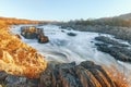 View of the Great Falls of the Potomac River at winter sunrise Royalty Free Stock Photo