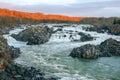 View of the Great Falls of the Potomac River at winter sunrise.Virginia.USA Royalty Free Stock Photo