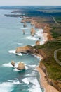 View of the great ocean road from helicopter