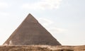 View of the great pyramid of Pharaoh Khafre, sand covered area of Giza complex Royalty Free Stock Photo