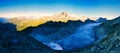 fantastic view of the great rhone glacier and the mountains. Eternal ice. Switzerland.Viewpoint. Panorama Royalty Free Stock Photo