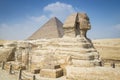 The great sphinx and the great pyramid Royalty Free Stock Photo