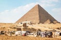 View on the Great Sphinx and Pyramid of Khafre in Giza, Egypt Royalty Free Stock Photo