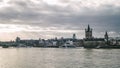 View on Great St. Martin Church and Tower of City Hall in Cologne Royalty Free Stock Photo