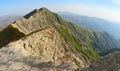 View of the Greater Caucasus mountains from Mountain Babadag trail in Azerbaijan. Royalty Free Stock Photo