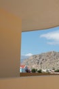 View greece house architecture buildings mountains clouds Royalty Free Stock Photo