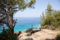 View of greek beach with beautiful turquoise sea water,siviri, Royalty Free Stock Photo