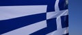 View of greek flag in the wind Royalty Free Stock Photo