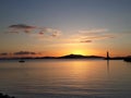 The view of Greek Islands with Red Sunset Background