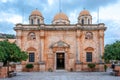 View of Greek Orthodox monastery Agia Triada in the Akrotiri peninsula in the Chania, Crete. Greece