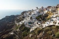 View on Greek village with wind mill, Oia, Santorini, Greece Royalty Free Stock Photo