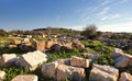 View on green biblical landscape and Archaeological Ruins Beit Guvrin Maresha during winter time, Israel Royalty Free Stock Photo