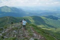 View of the green Carpathian mountains. On the way to Mount Hoverla, the highest point in Ukraine.