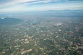 The view of green field and farm and city downtown in middle of Thailand. It shot from Jetplane