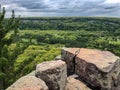 Green forest valley below at Devil`s Lake State Park in Wisconsin