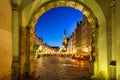 View from the Green Gate to the Long Street in GdaÃâsk by night, Poland